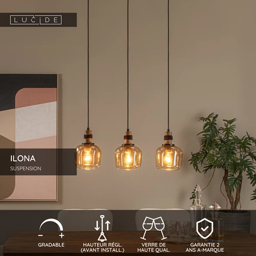 Lucide ILONA - Suspension - 3xE27 - Ambre - USP